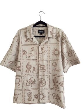 Malibu Western Desert Print Button Up Shirt XL Cowboy Rodeo